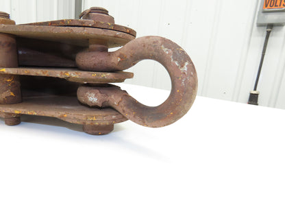 Johnson B10D12R 10 Ton 2-Sheave Snatch Block Wire Rope Lifting Pulley w/Shackle