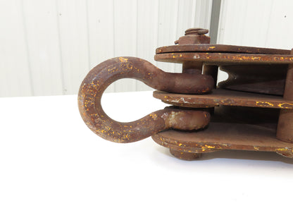 Johnson B10D12R 10 Ton 2-Sheave Snatch Block Wire Rope Lifting Pulley w/Shackle