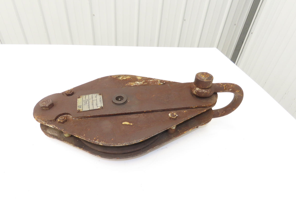 Johnson B10S10R 10 Ton 1-Sheave Snatch Block Wire Rope Lifting Pulley w/Shackle
