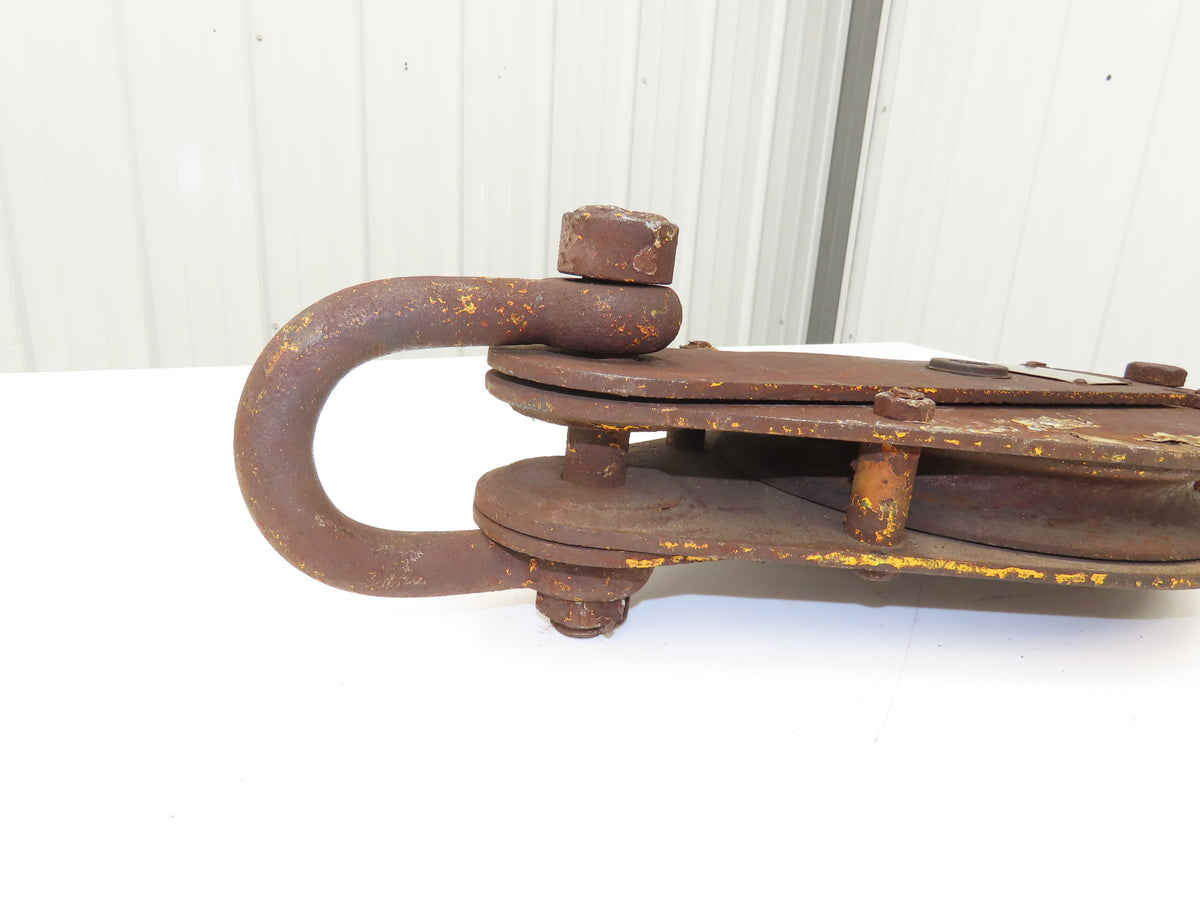 Johnson B10S10R 10 Ton 1-Sheave Snatch Block Wire Rope Lifting Pulley w/Shackle
