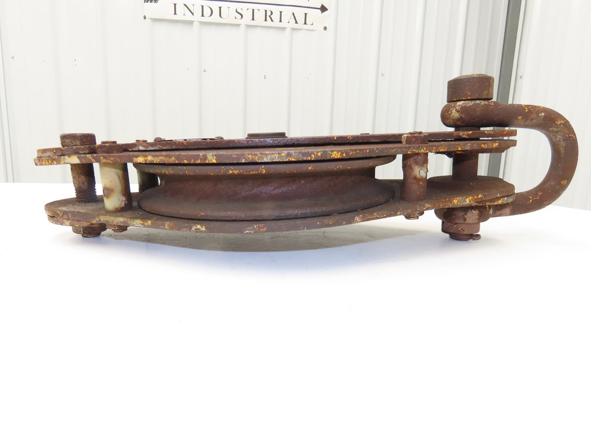 Johnson B10S10R 10 Ton 1-Sheave Snatch Block Wire Rope Lifting Pulley w/Shackle