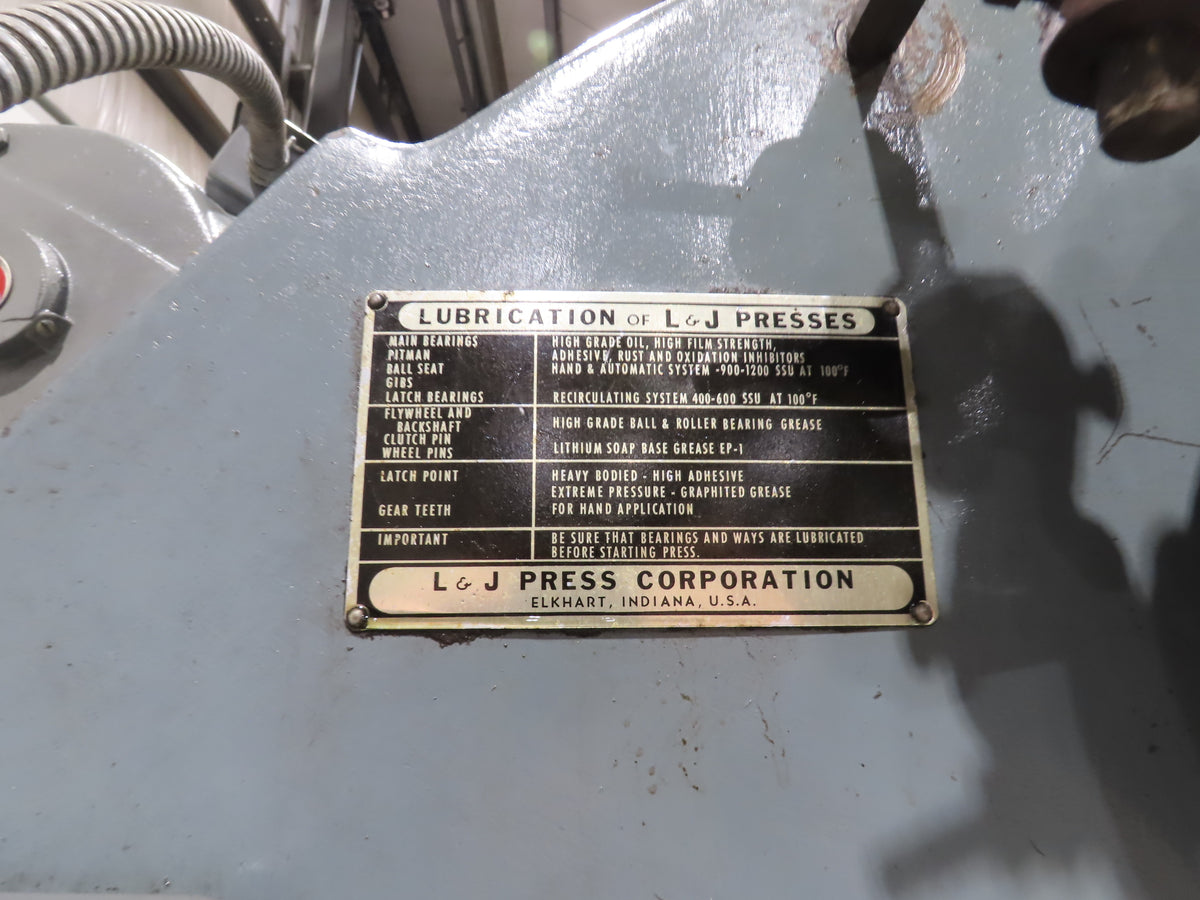 L&J No 36 Mechanical OBI Punch Press 36 Ton 3" Stroke 3Hp 3Ph Brake
