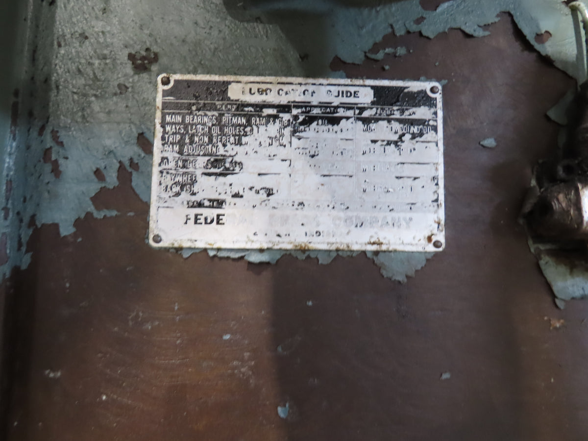 Federal No 8 Mechanical OBI Punch Press 100 Ton Air Brake Clutch 6" Stroke 10Hp