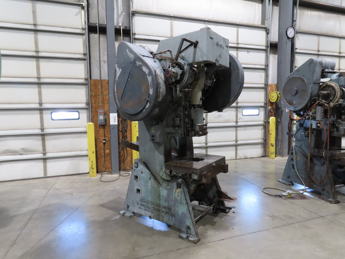 Johnson 60BGC Mechanical OBI Punch Press 60 Ton 32"x 21" Bed 4" Stroke Footpedal