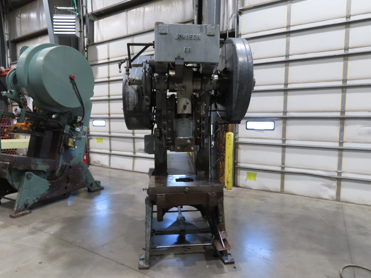 Johnson 60BGC Mechanical OBI Punch Press 60 Ton 32"x 21" Bed 4" Stroke Footpedal