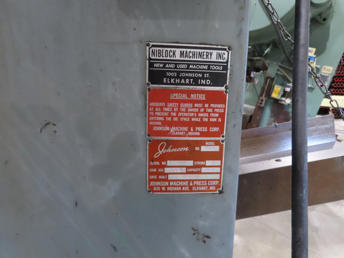 Johnson 60BGC Mechanical OBI Punch Press 60 Ton 32"x 21" Bed 4" Stroke Footpedal