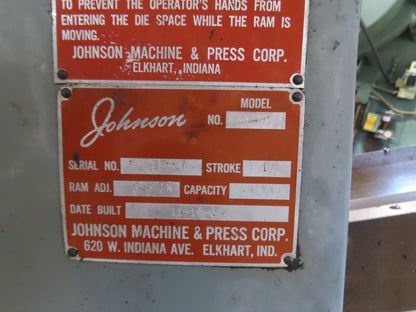Johnson 60BGC Mechanical OBI Punch Press 60 Ton 32"x 21" Bed 4" Stroke Footpedal