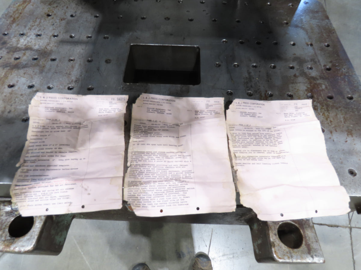 L&J No 100 Mechanical OBI Punch Press 100 Ton Air Brake Clutch 4" Stroke 10Hp