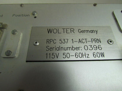 Wolter RPC 537 1-ACT-PRN RPC 537 RS232 Programmer Controller