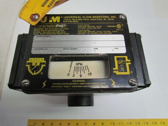 Universal Flow Monitor WVM15GM-6-TTOWR UFM 0-15 GPM Type 4 3/4"npt NEW