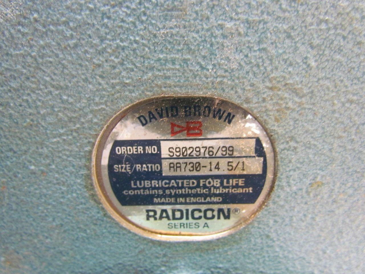 Radicon David Brown AA730 14.5:1 Ratio Speed Reducer Gear Box Series A