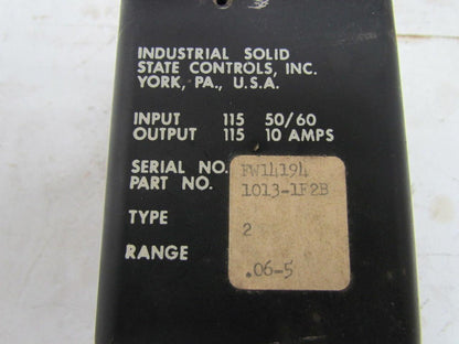 Industrial Solid State Control 1013-1F2B Type 2 .06-5 Range 115V Timer Off delay