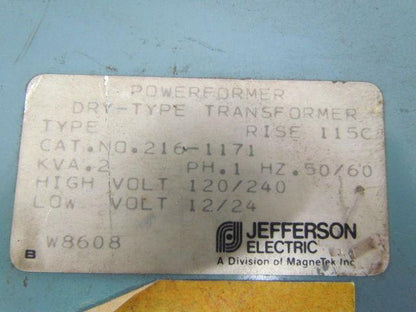 Jefferson Electric 216-1171 PowerFormer Dry-Type Transformer 1 PH 120/240V 2 KVA
