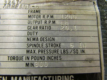 Fen Manufacturing 4MHFAOT-6 Automatic Power Wrench 20:1 460V 1HP Variable Torque