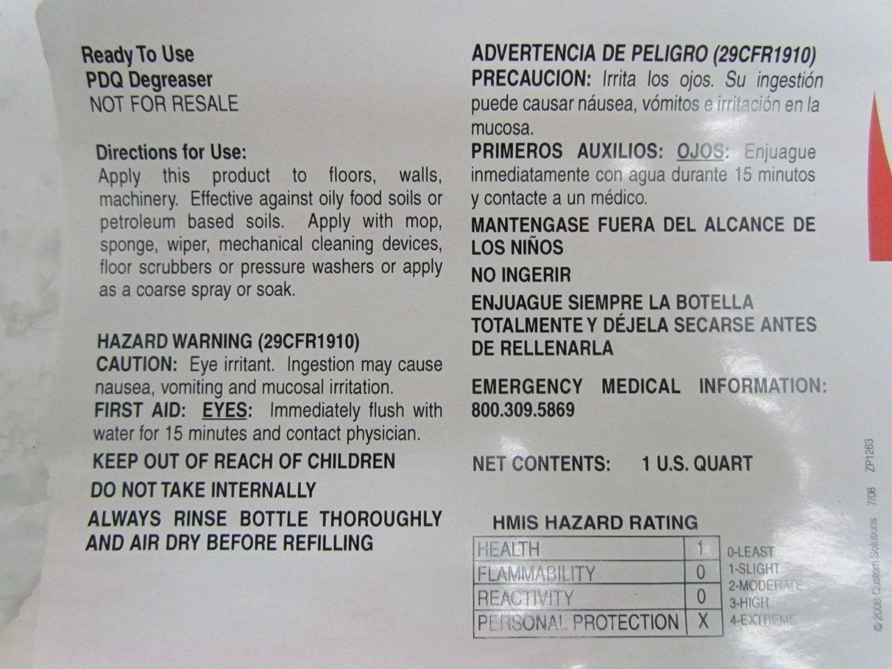Nuance Solutions PDQ Degreaser Concentrate For Use In PDQ Dispensing System