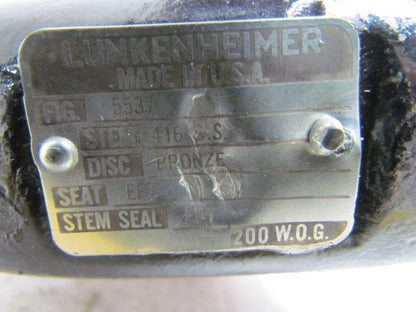 Lunkenheimer Fig 5537 4" Wafer Style Butterfly Valve Bronze Disc 200 WOG