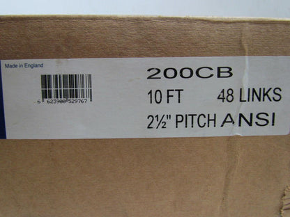 Renold 200 200CB 2-1/2" Pitch ANSI Cottered Roller Chain w/Connect Link 10' NIB