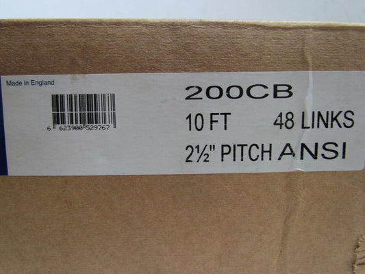 Renold 200 200CB 2-1/2" Pitch ANSI Cottered Roller Chain w/Connect Link 10' NIB