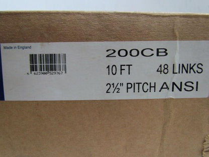 Renold 200 200CB 2-1/2" Pitch ANSI Cottered Roller Chain w/Connect Link 10' NIB