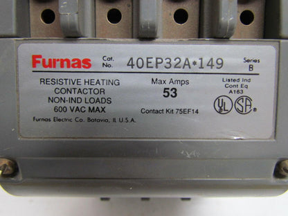 Furnas 40EP32A*149 Resistive Heating Contactor 53 Amp 120V Coil Contact Kit