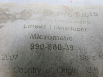 Micromatic 990-860-39 Linear Transducer Digital Gauging Probe Gauge