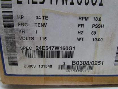 Baldor 2416C Industrial Motor 115V 1PH 18.6 RPM Gear Reducer Gearmotor 90:1