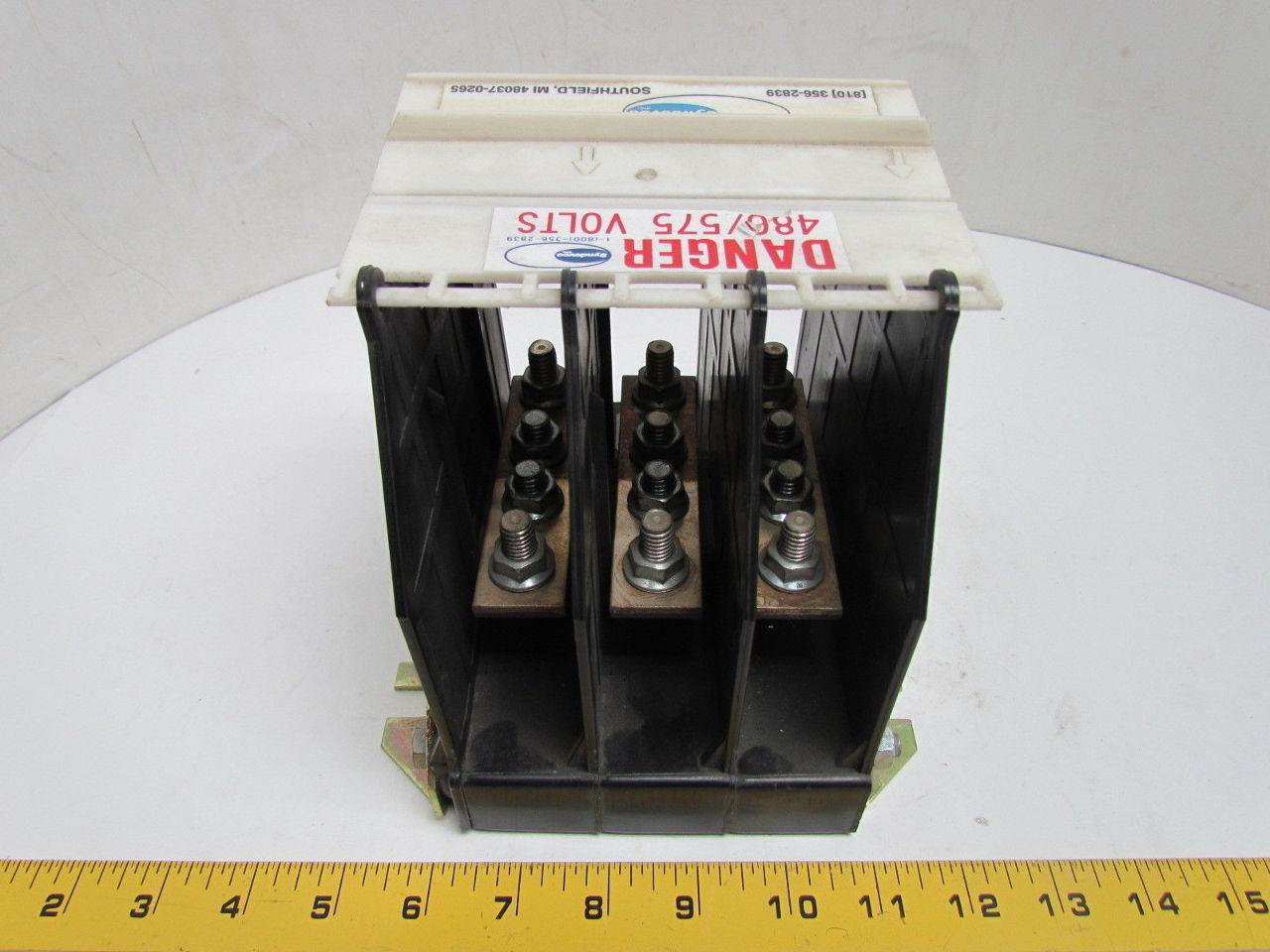 SP-336 480/575Volt Power Block 3/16" Thick by 1"Wide Copper Buss Bars 3/8" Bolts