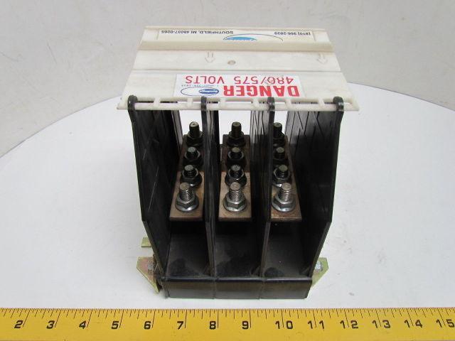 SP-336 480/575Volt Power Block 3/16" Thick by 1"Wide Copper Buss Bars 3/8" Bolts