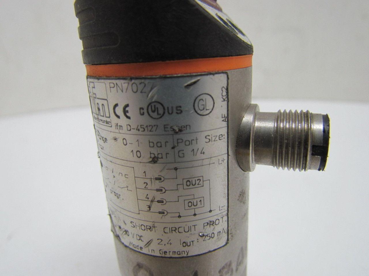 IFM Efector PN7027 D-45127 Electronic Pressure Monitor G 1/4" Port