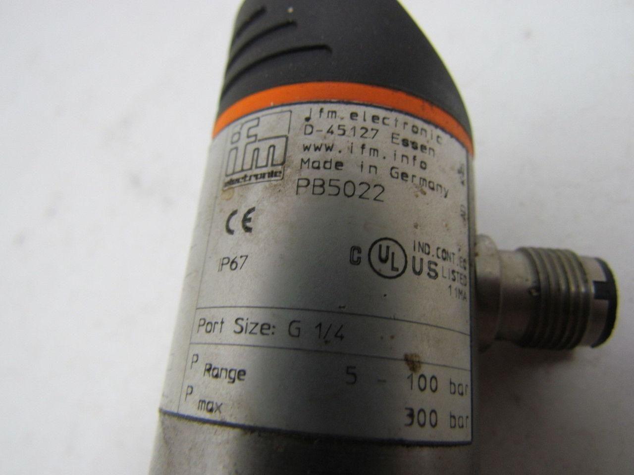 IFM Efector PB5022 D-45127 Electronic Pressure Sensor G 1/4" Port 18-30 VDC