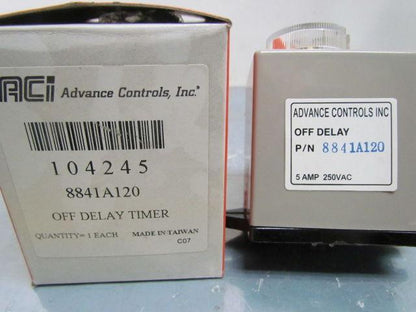 ACI 104245 8841A120 Off Delay Timer 5 Amp 250VAC NIB