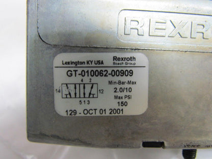 Rexroth Ceram GT-010062-00909 Double Solenoid Valve 4-Pin 24VDC ISO Sz 1