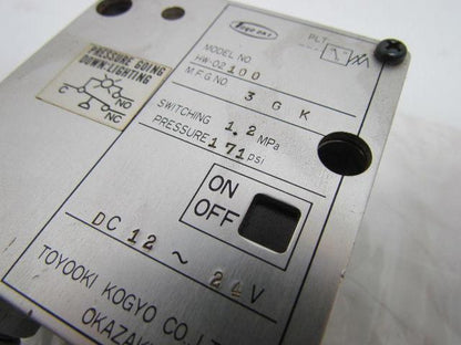 Toyooki Kogyo HW-02 100 HW-02100 Hydraulic Pressure Switch Valve 12-24VDC 171PSI