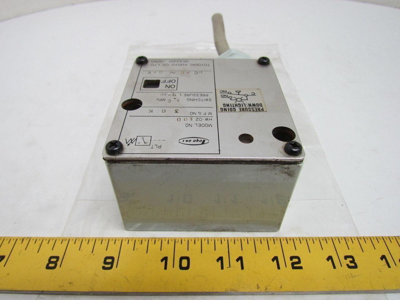 Toyooki Kogyo HW-02 100 HW-02100 Hydraulic Pressure Switch Valve 12-24VDC 171PSI