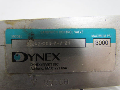Dynex S8642-D03-A-V-21 Sandwich Control Valve Aluminum Body D03 CETOP 3