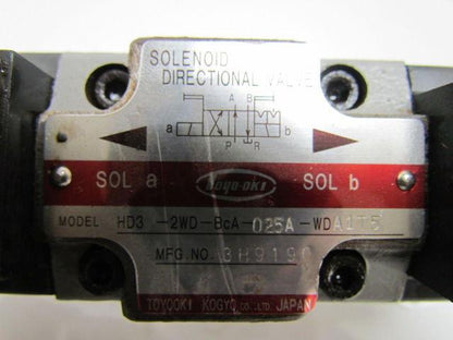 Toyooki Kogyo HD3-2WD-BCA-025A-WDA1T5 Double Solenoid Directional Valve 110