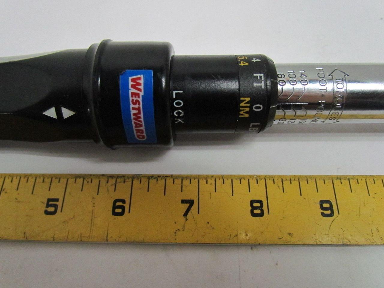 Westward 4YP98 Micrometer Torque Wrench 40-160 ft/Lbs 1/2" Drive 17" OAL