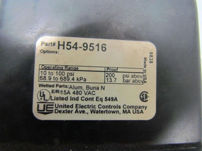 United Electric H54-9516 Pressure Switch 10-100 PSI