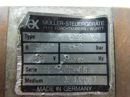 MULLER-Steuergerate RSV O12 NC RSV 12 NC Pneumatic Lateral Valve 3/4" NPT