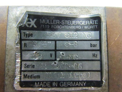 MULLER-Steuergerate RSV O12 NC RSV 12 NC Pneumatic Lateral Valve 3/4" NPT