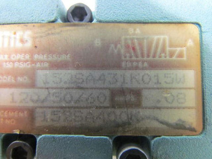 Numatics 152SA431K015W Single Solenoid Valve 120 Volts .08 Amps 150 Max PSI