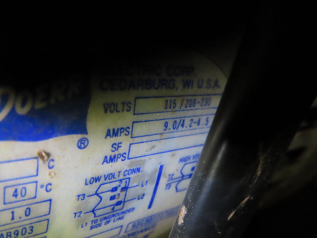 Doerr Electric LR39793 1/2HP 1PH 115/208-230 J56Z Vacuum Pump Motor 7/8" Shaft