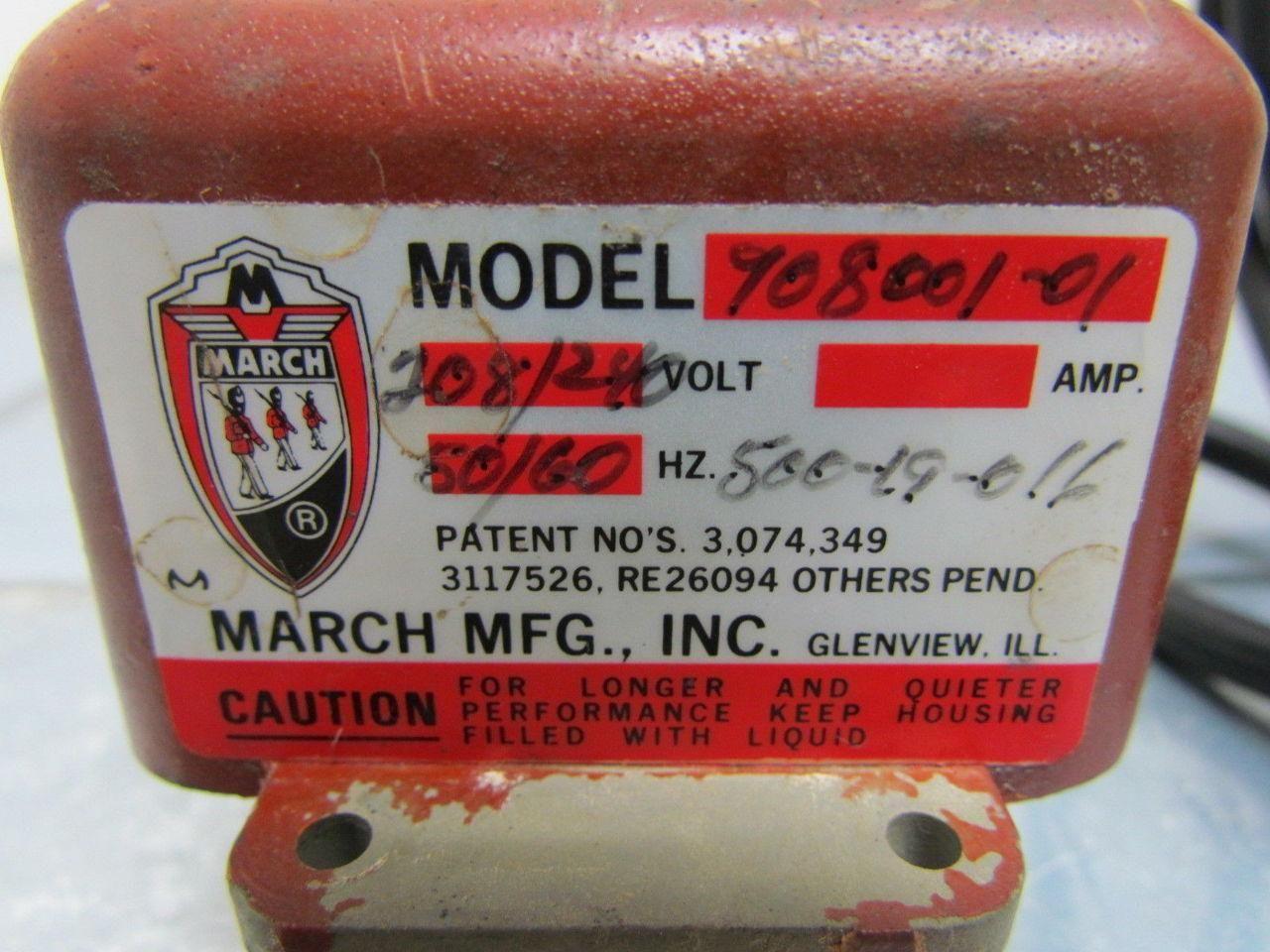 March Mfg 908001-01 500-L9-016 208/240 Volt Magnetic Drive Pump Motor