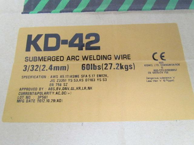 Kiswell KD-42 Submerged Arc MIG Welding Wire 3/32" 60Lb AWS A5.17 EM12K Lot of19