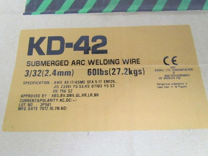 Kiswell KD-42 Submerged Arc MIG Welding Wire 3/32" 60Lb AWS A5.17 EM12K Lot of19