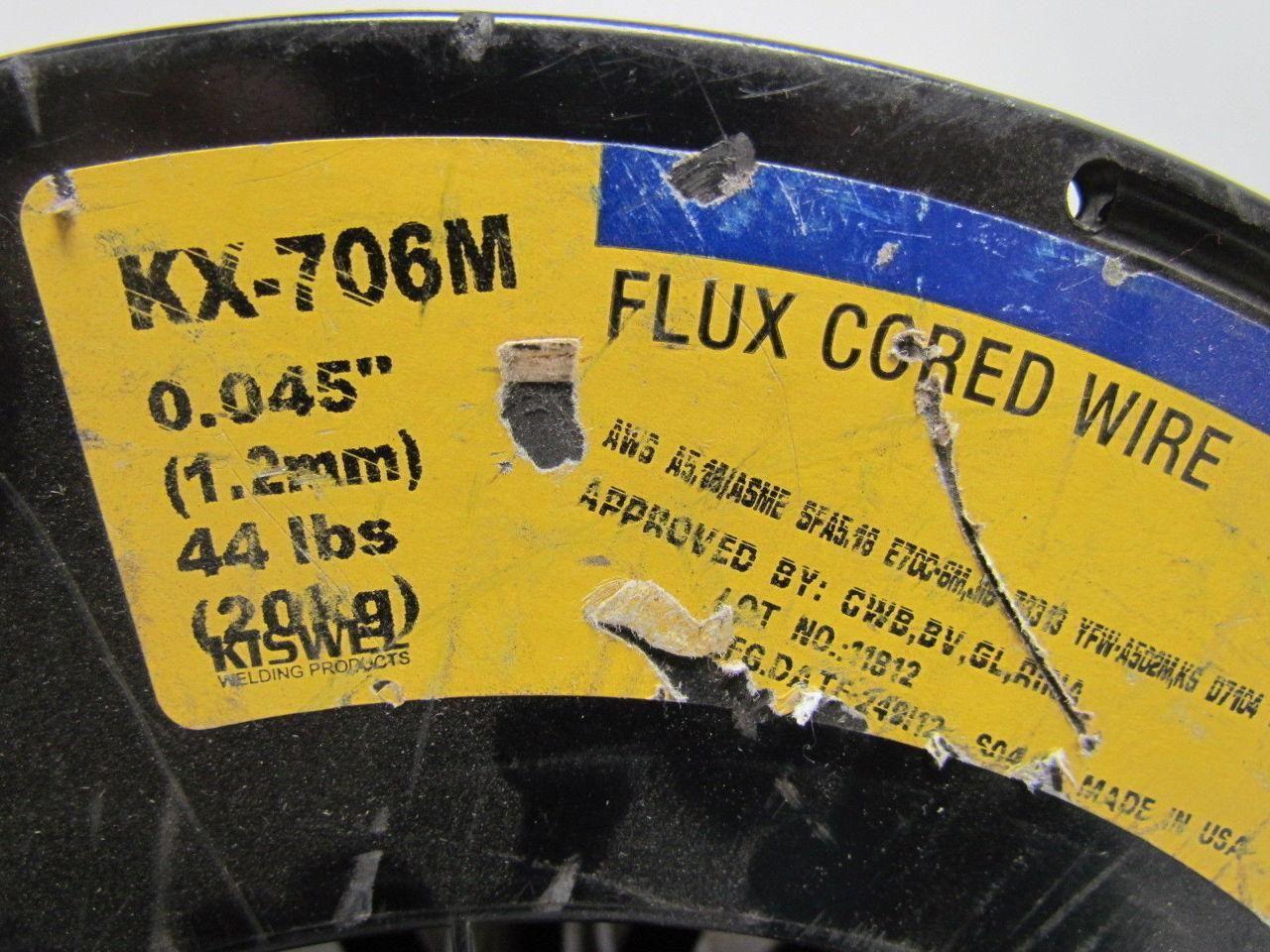 Kiswel KX-706M Mild Steel Flux Cored Welding Wire 0.045" 30Lbs AWS A5.18 E70C-6M