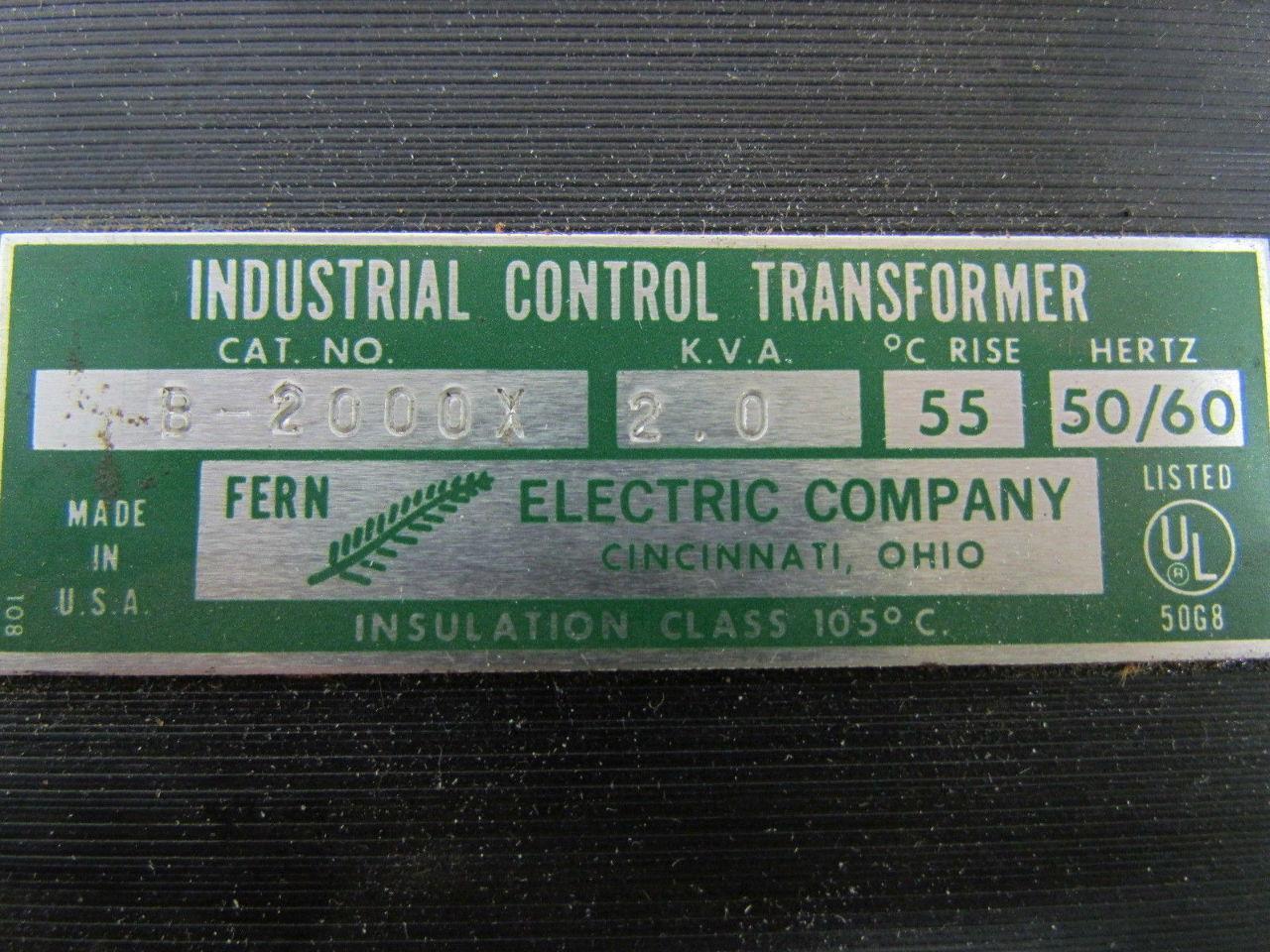 Fern Electric B-2000X Industrial Control Transformer 2.0 KVA 230/460V 115V