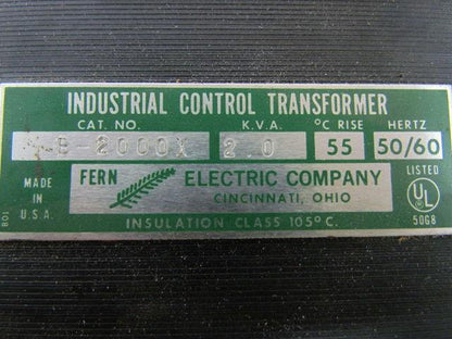 Fern Electric B-2000X Industrial Control Transformer 2.0 KVA 230/460V 115V