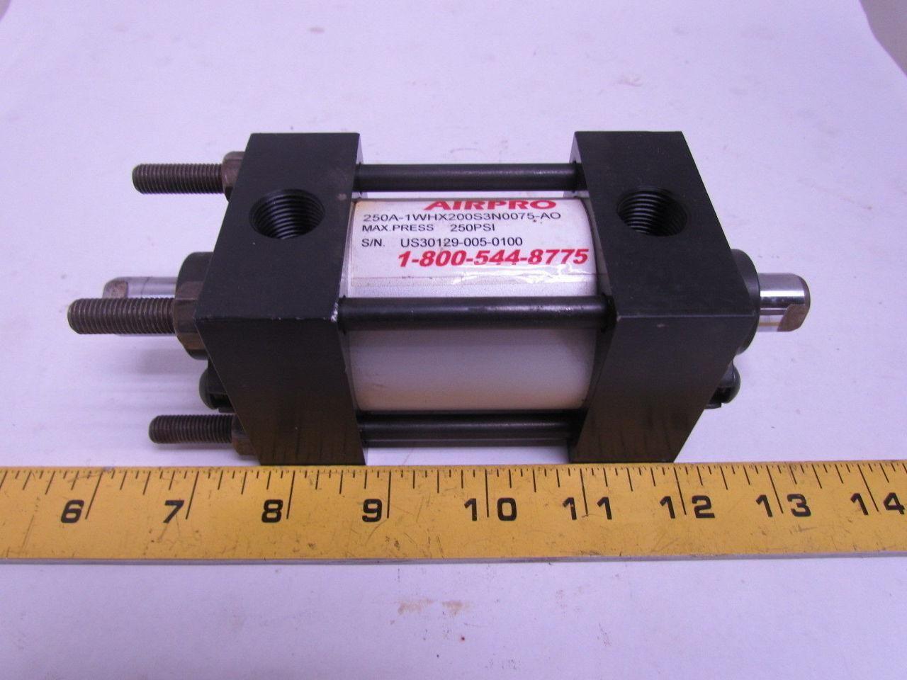 250A-1WHX200S3N0075-AO Pneumatic Air Cylinder 2" Bore 3/4" Stroke Double Rod
