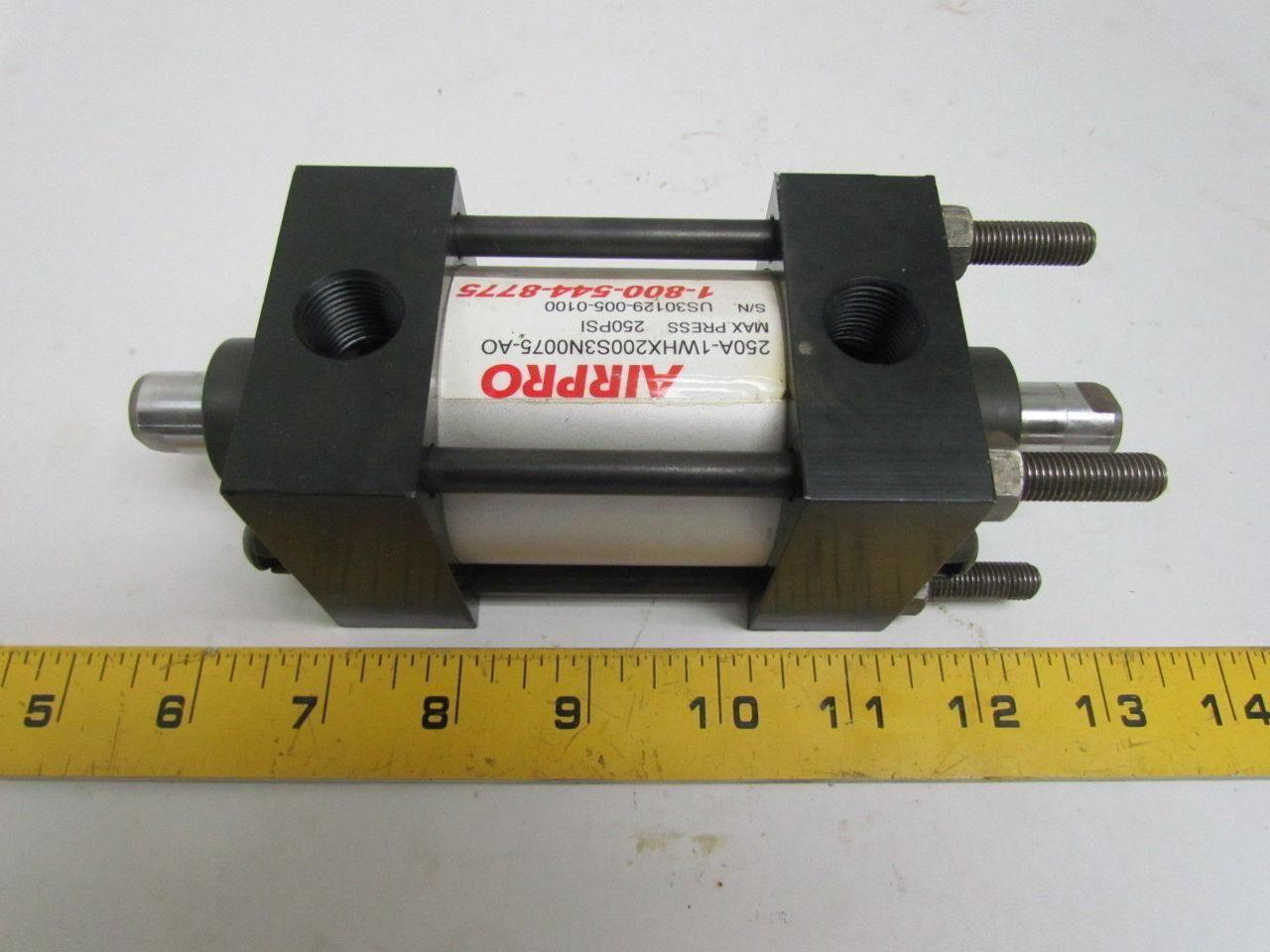 250A-1WHX200S3N0075-AO Pneumatic Air Cylinder 2" Bore 3/4" Stroke Double Rod